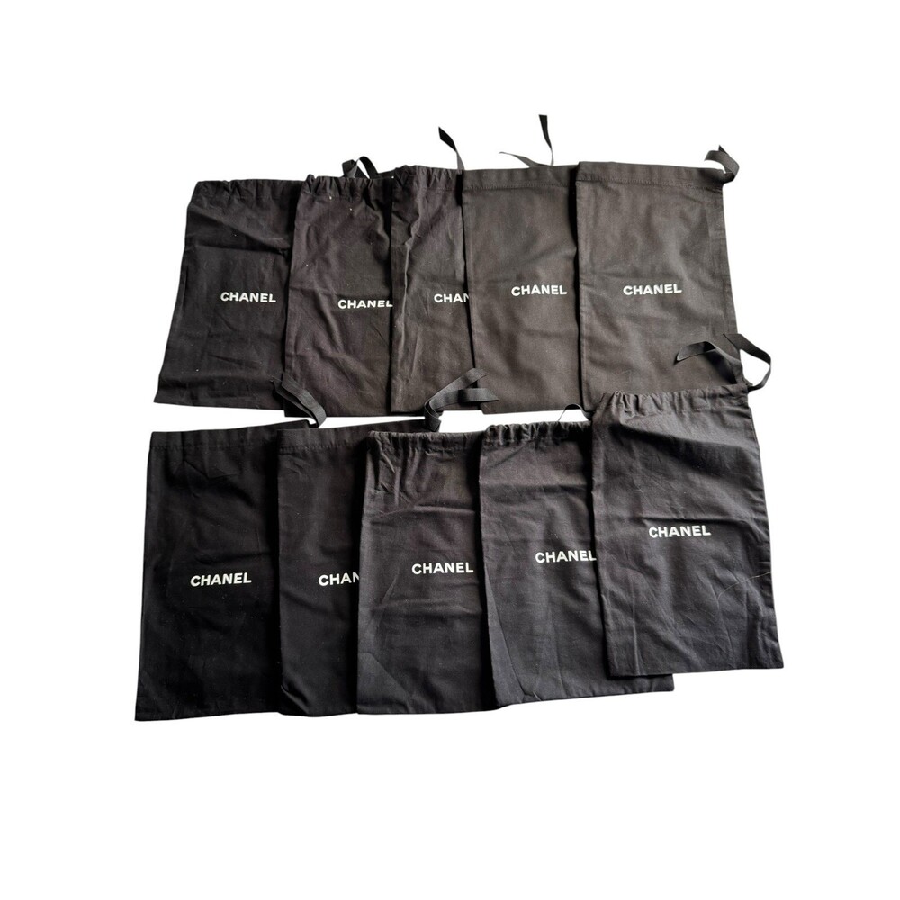 10 CHANEL dust bags shoe sizes black with white logo 100% authentic excellent